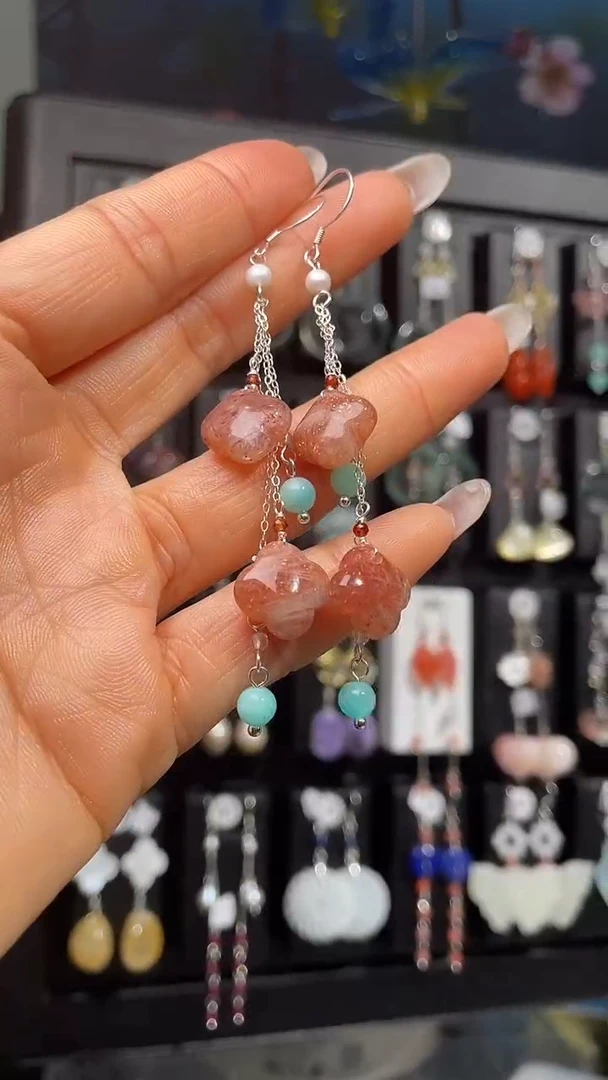 银S925镶嵌耳饰紫晶艳**儿艳 儿