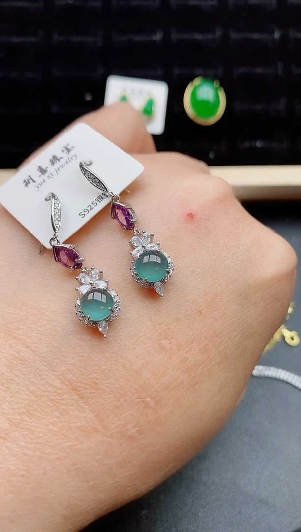 【闪购商品】翡翠耳饰银S925镶嵌1212121