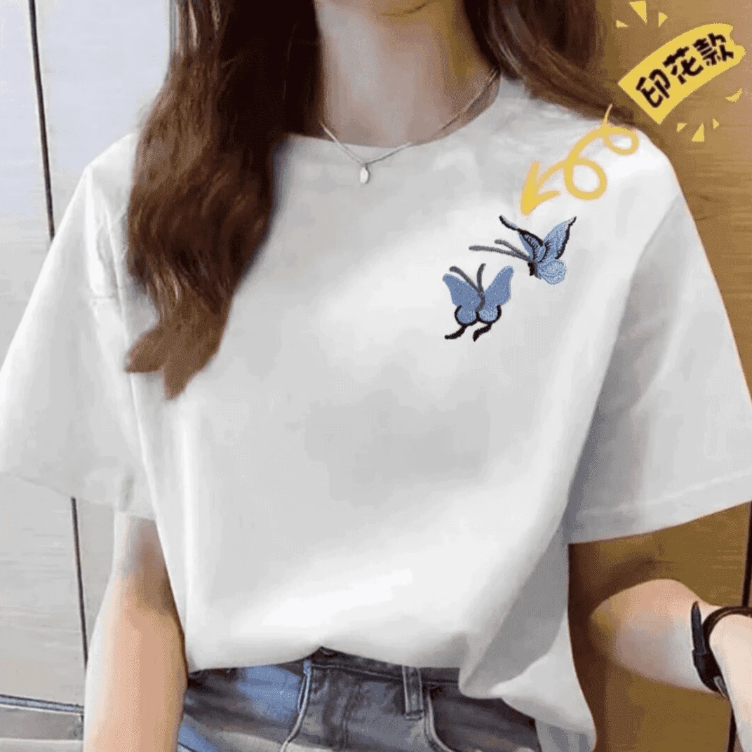 【100%纯棉】上新女款女士百搭潮流短袖t恤春夏圆领显瘦半袖