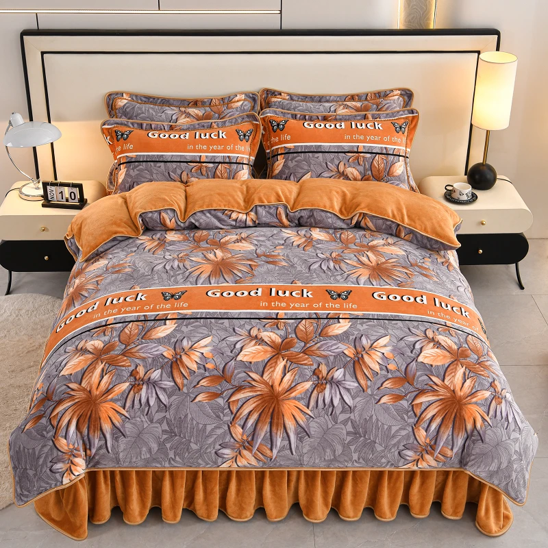 8-9斤牛奶绒四件套加厚珊瑚绒新款双面绒法兰绒床单被套床上用品