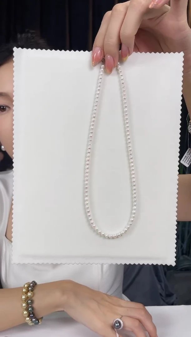 海水珍珠银S925镶嵌颈饰4-5mmakoya