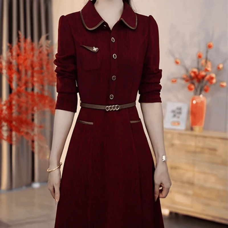 A974【连衣裙】2025秋季新款时尚优雅气质收腰显瘦减龄休闲连衣裙