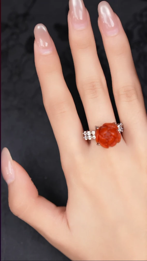 银S925镶嵌南红玛瑙戒指工厂抛货 不退不换 多样性发其1