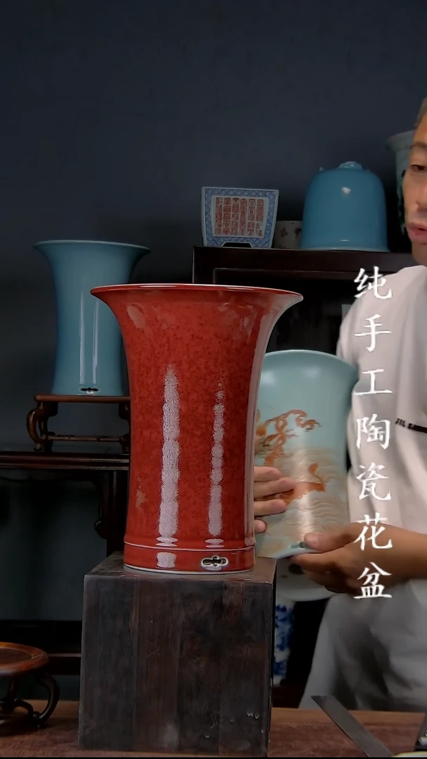 景德镇陶瓷 手工花盆