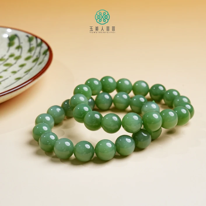 石惑珠宝^碧玉圆珠手串11-12mm-多样性发一