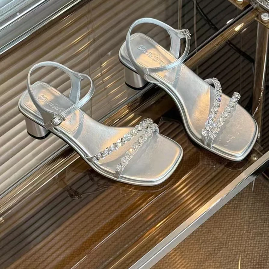 璀璨星河 夏季新款时尚气质粗跟凉鞋DF034