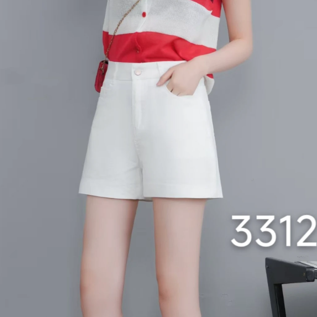 AML5  3312#夏季新款高腰显瘦时尚百搭洗水软牛仔弹力棉A字短裤