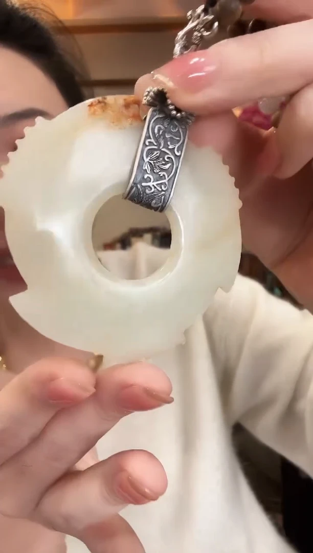 颈饰银S925镶嵌和田玉国风