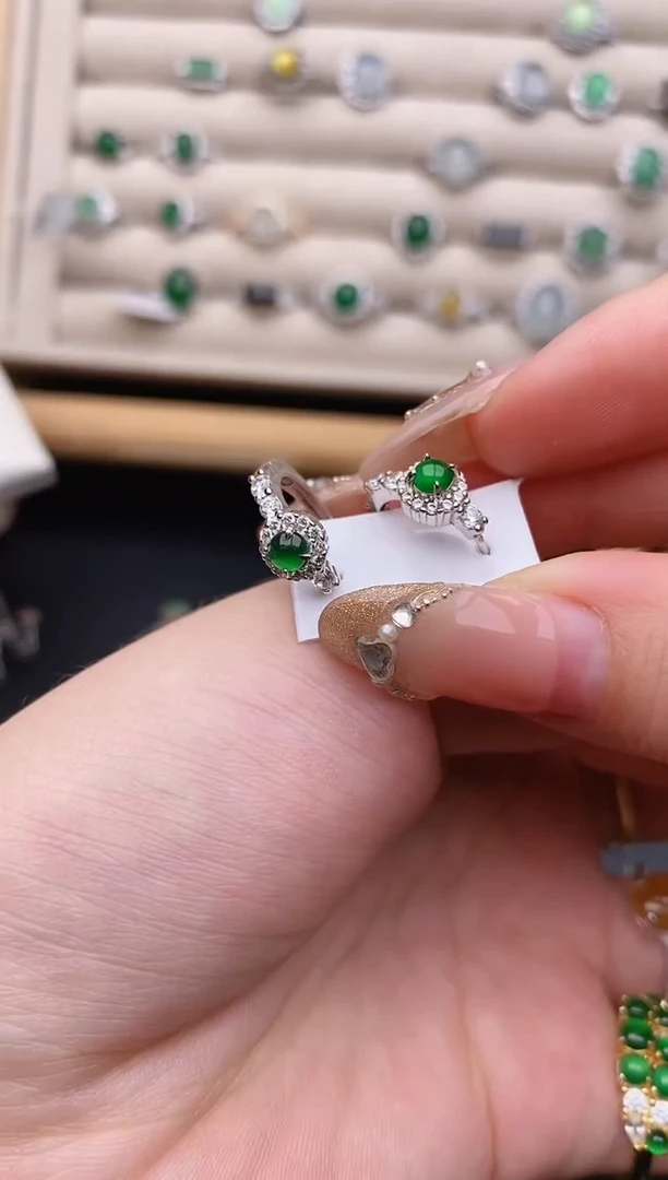 银S925镶嵌戒指翡翠0