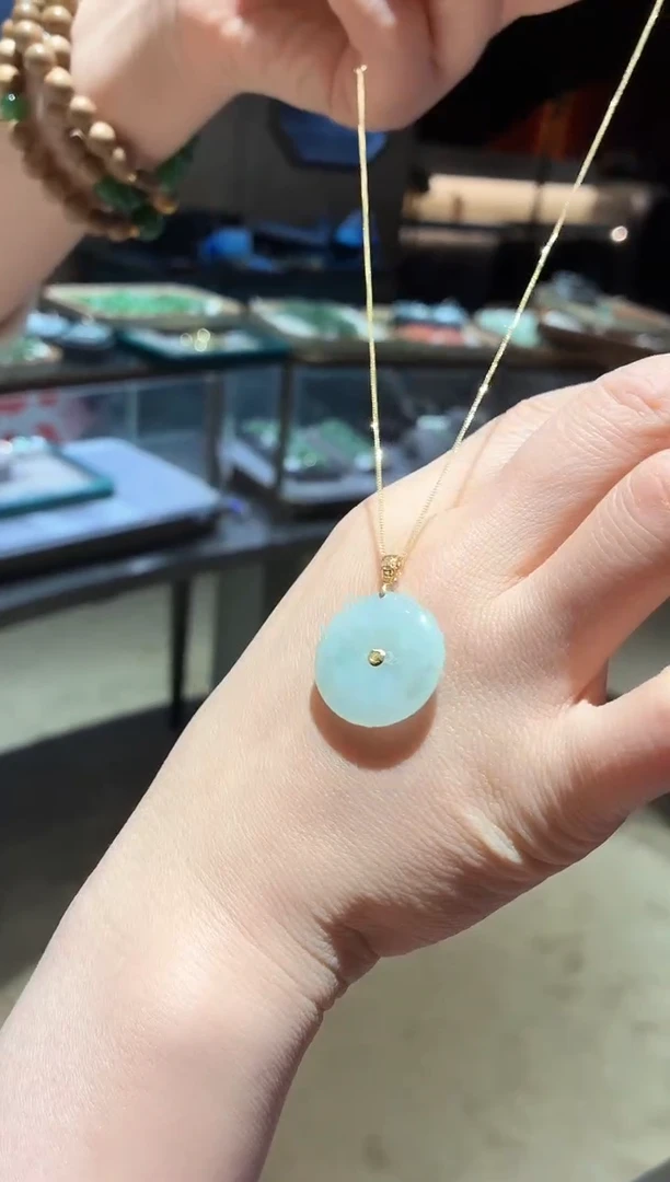 吊坠(赠链)18K金镶嵌翡翠219【】不退不换