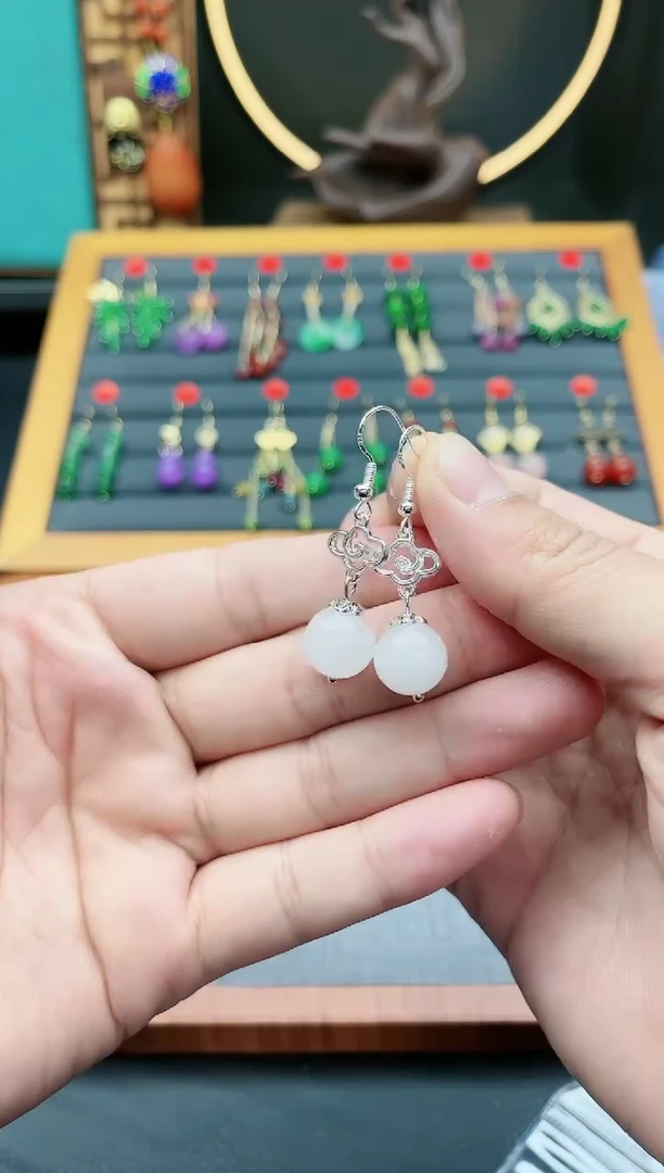 【闪购商品】玛瑙/玉髓耳钉银S925镶嵌101000