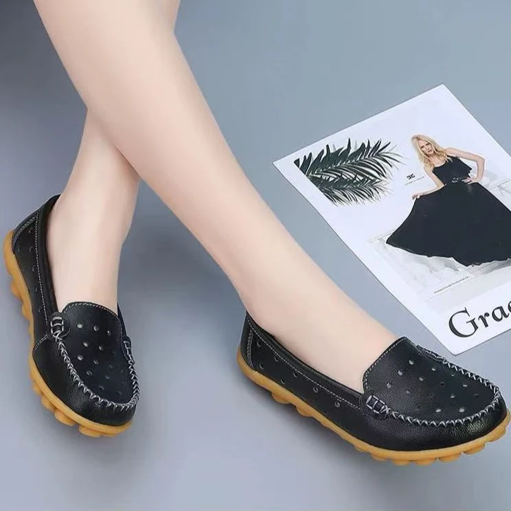 988新款一脚蹬豆豆鞋女中年软底妈妈鞋平底舒适单鞋女鞋