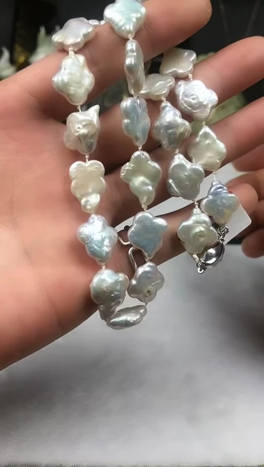 淡水珍珠银S925镶嵌颈饰项链