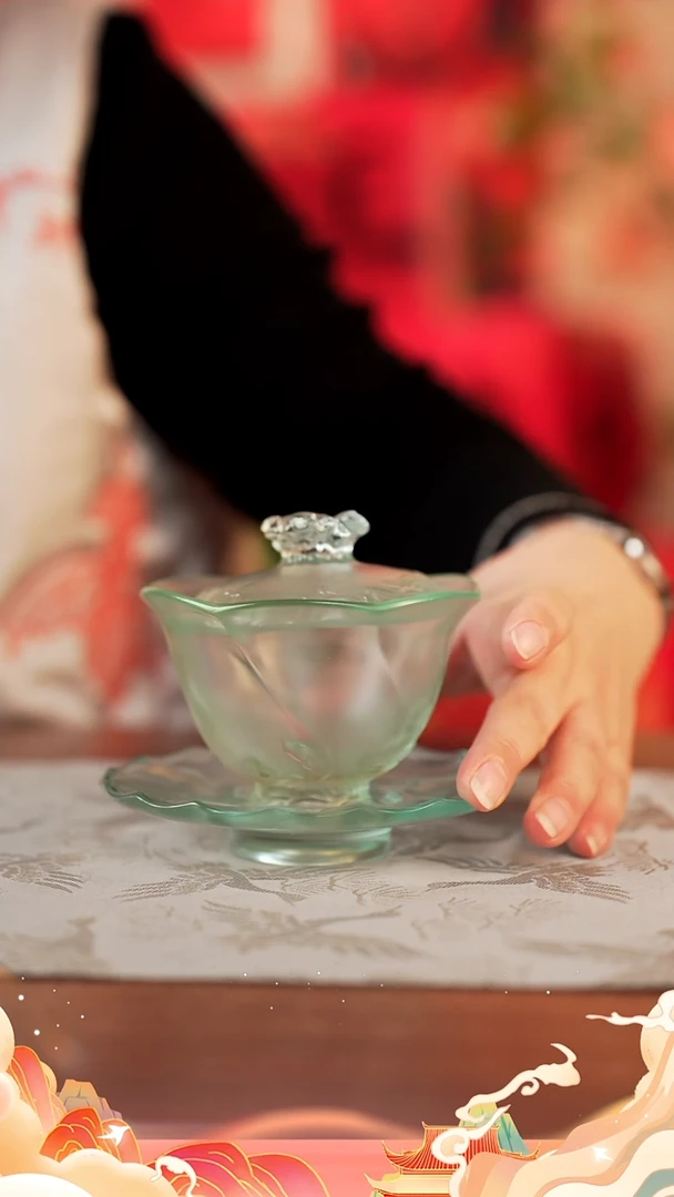 【闪购商品】5号闪购风生水起盖碗青色