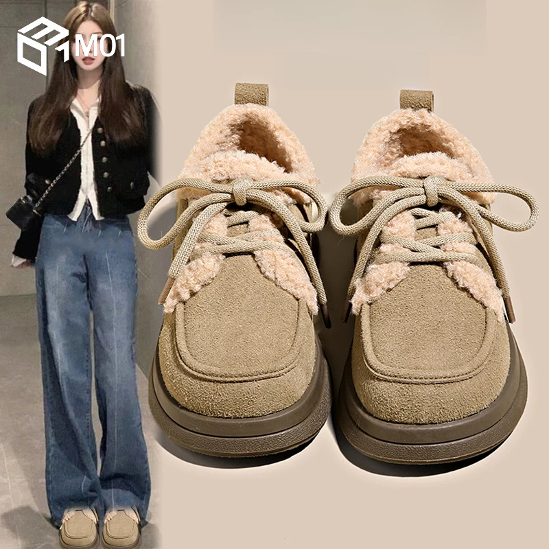 M01棉鞋女2025新款冬季加绒加厚雪地靴厚底勃肯鞋孕妇保暖女鞋