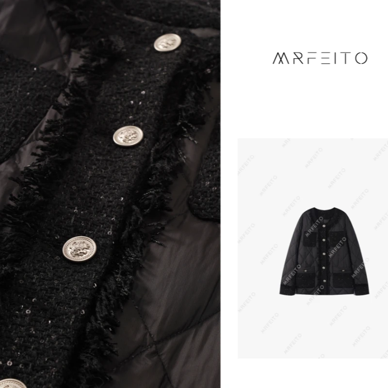 法式纯色花边拼接珠片口袋小香外套H270W01D29425