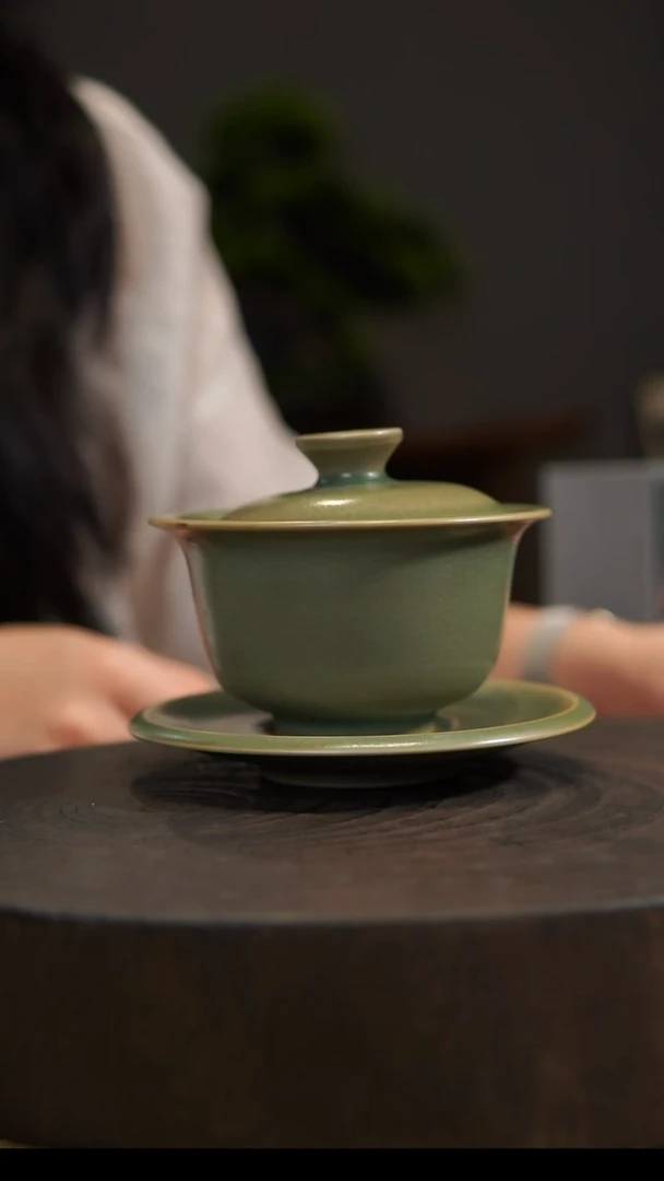 杯子右*大元宝盖碗 汝州原产地  原矿老釉