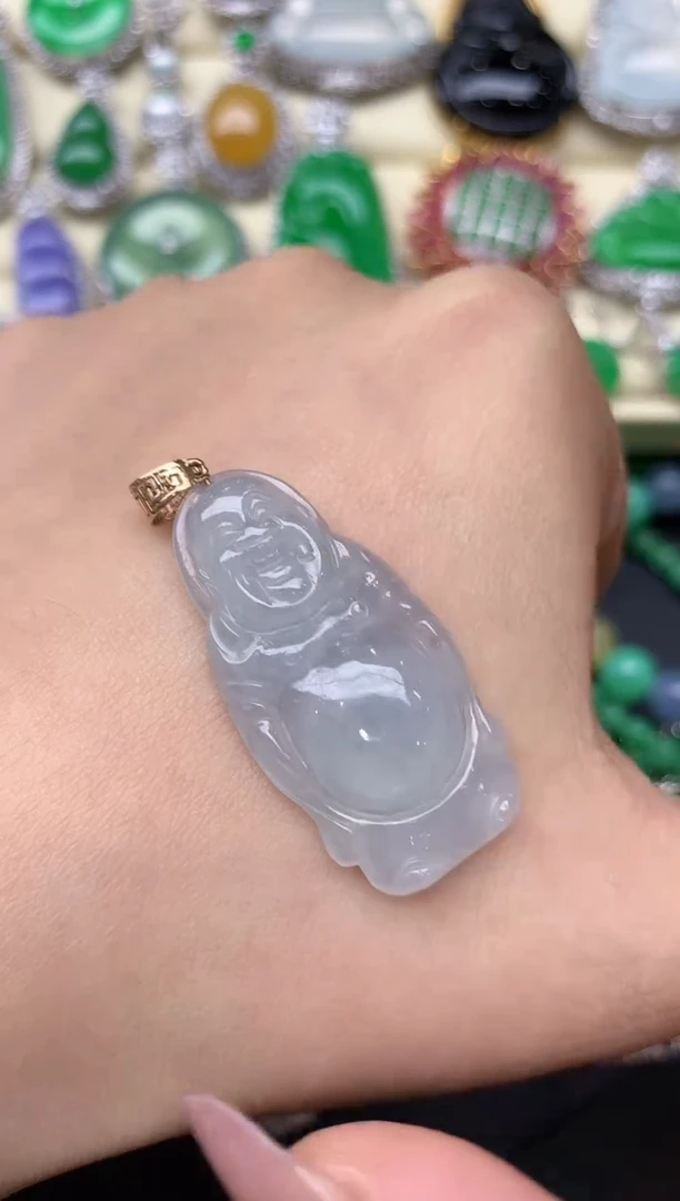 颈饰18K金镶嵌翡翠15-翡翠雪姐天天见