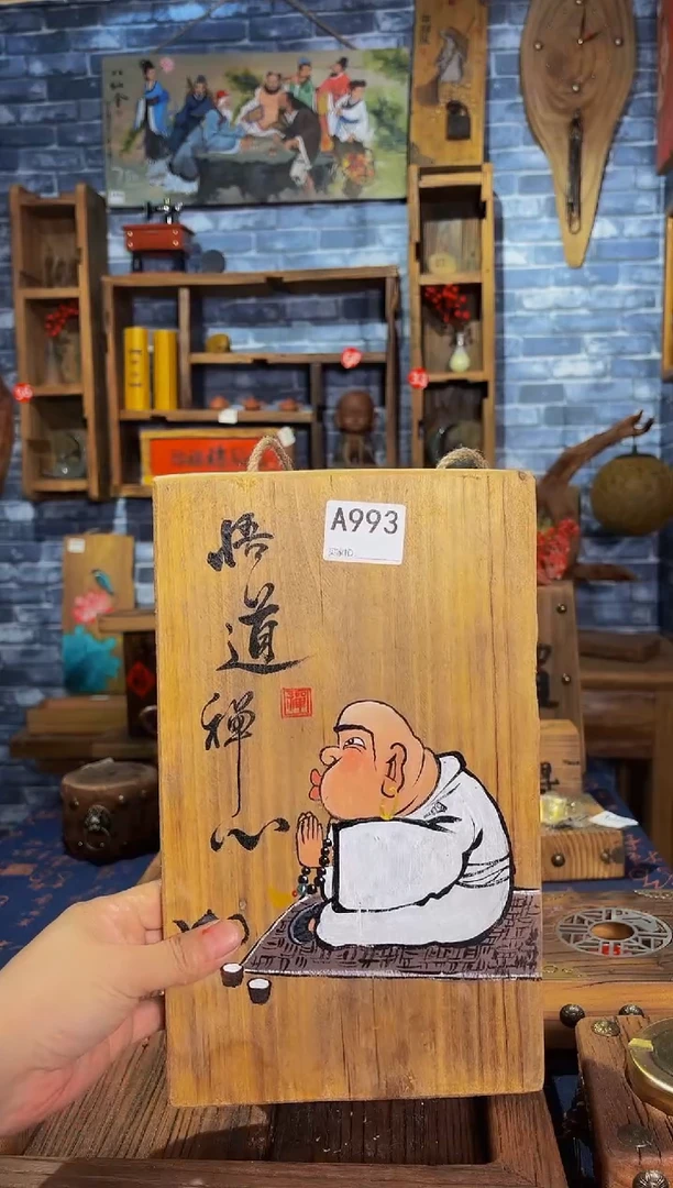 风化老门板丙烯画挂画