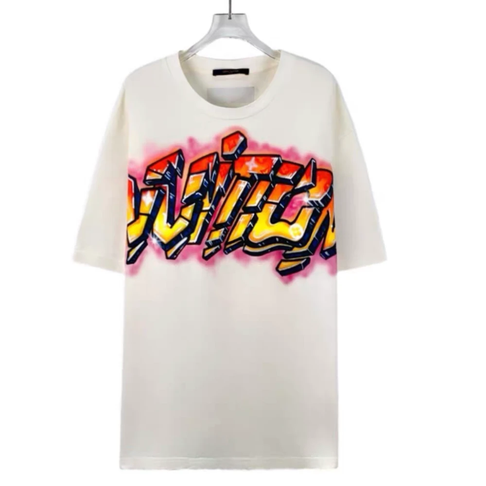 未使用 LouisVuitton/路易威登 字母涂鸦圆领短袖T恤 白色/XXL