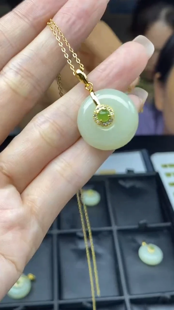 吊坠(不含链)银S925镶嵌和田玉多样性发其一-吊坠-D10670