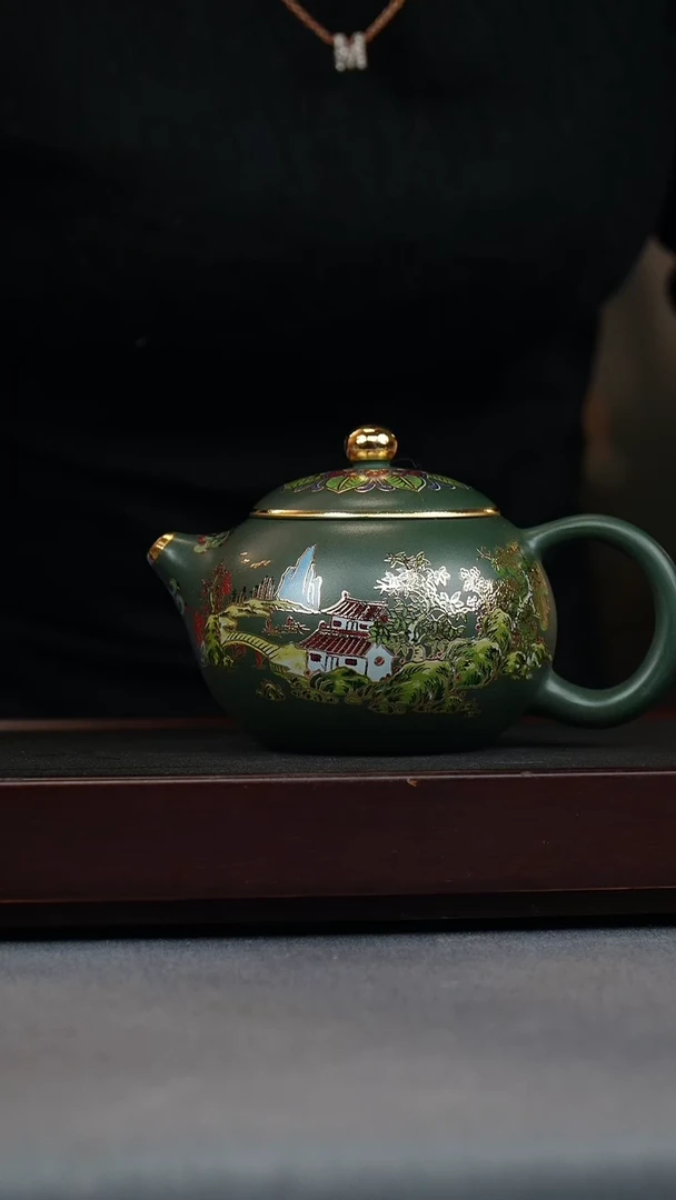 【闪购商品】紫砂茶壶民国绿 金山银山 西施