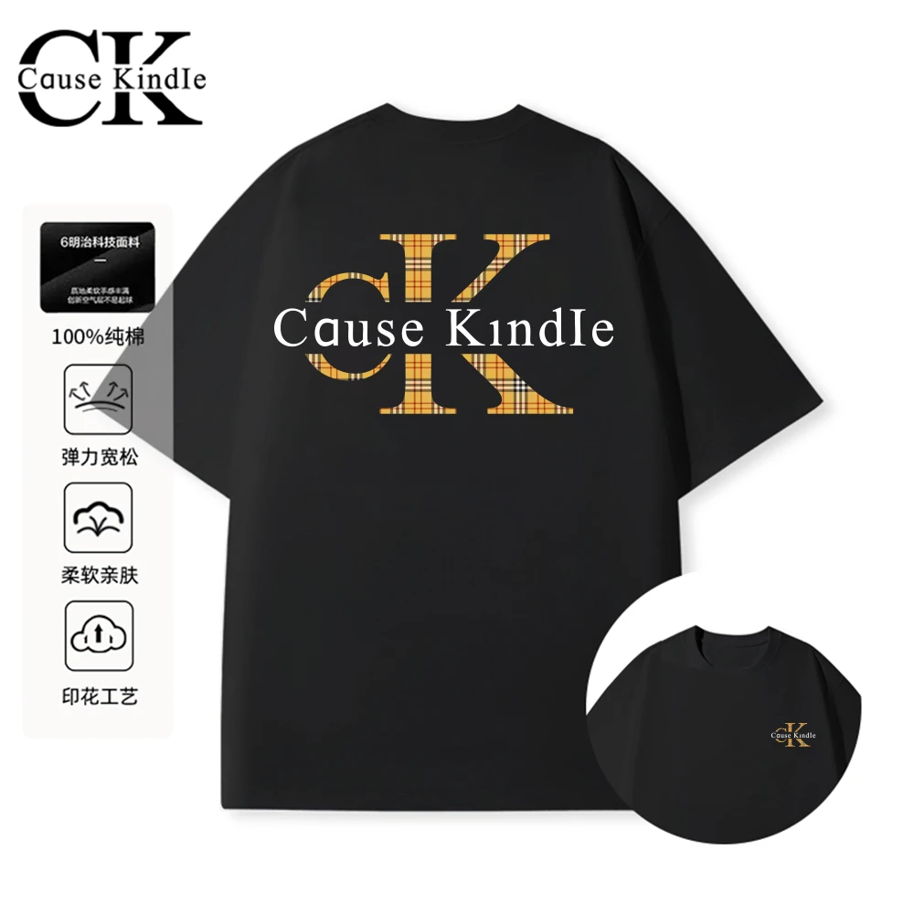CAUSE KINDLE正品重磅纯棉经典格子印花时尚潮流休闲短袖202530