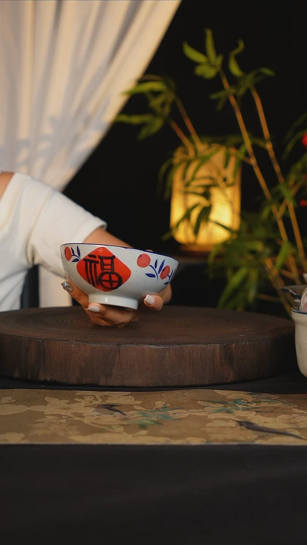 碗景德镇手工手绘高温釉下彩可进蒸箱烤箱洗碗机