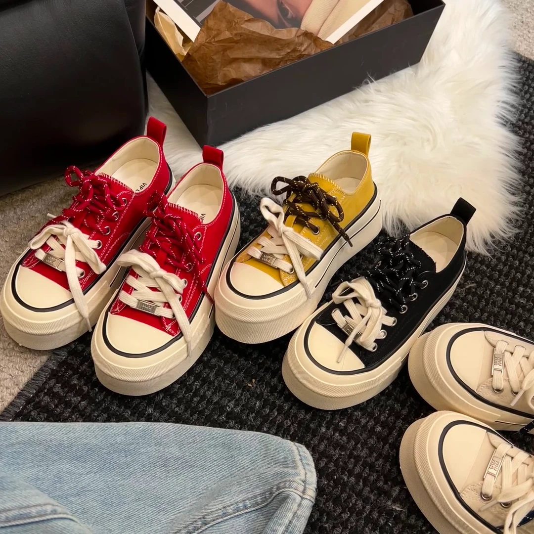 2025春季厚底增高帆布鞋夏季低帮板鞋