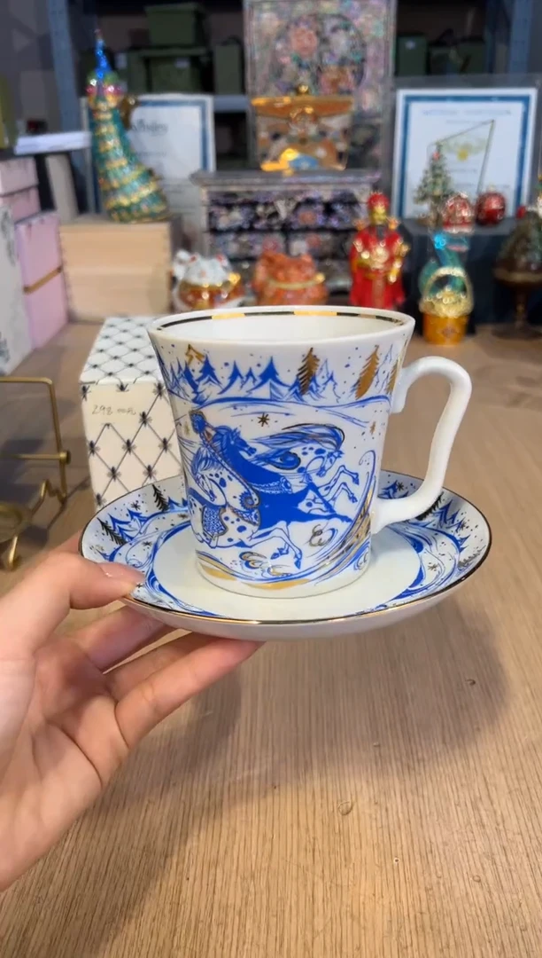 【闪购商品】杯166俄皇踏雪马车马克杯碟