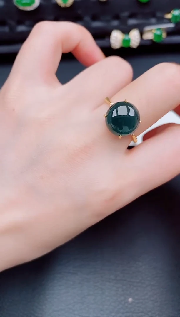 【闪购商品】翡翠戒指银S925镶嵌天然a货翡翠437