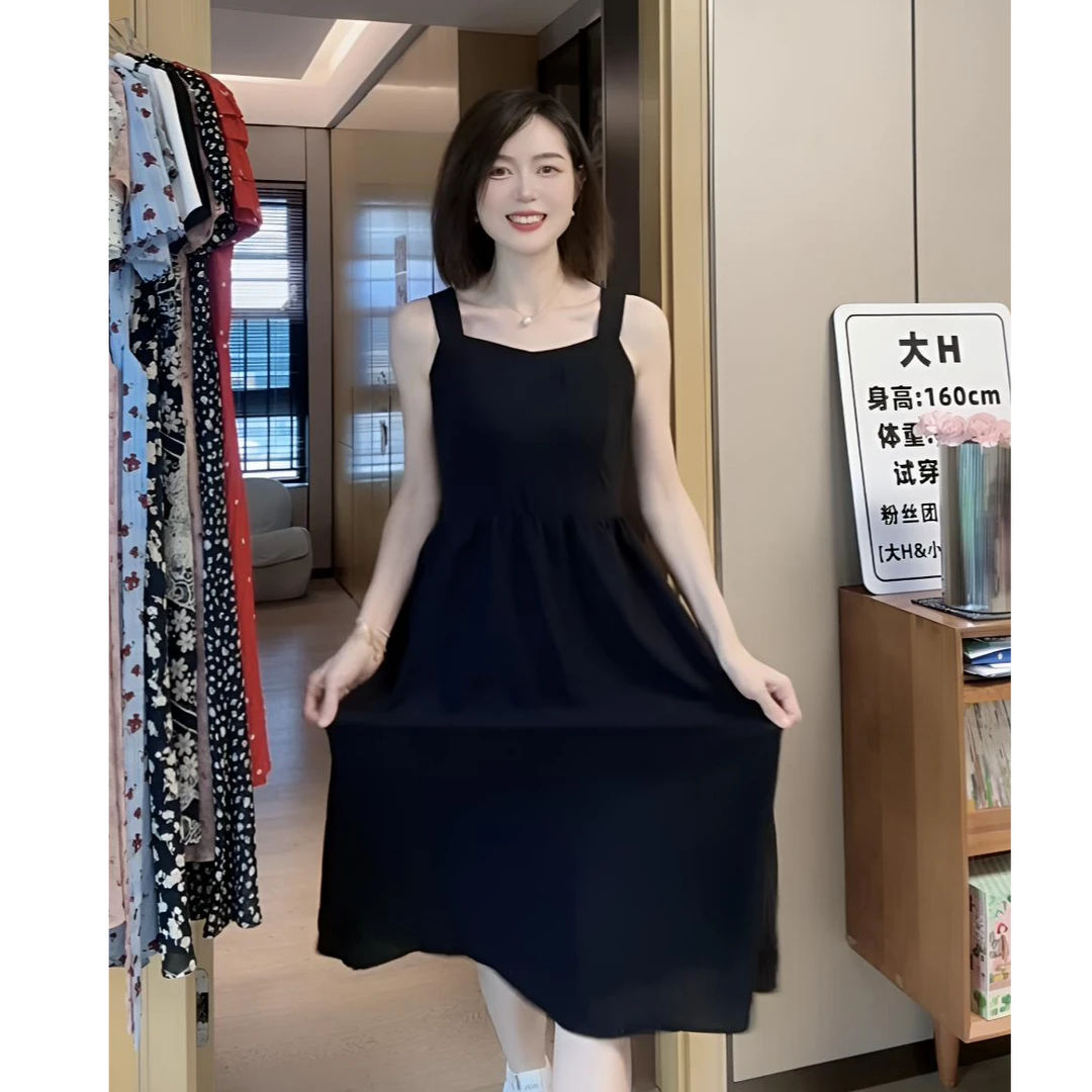 大H【觉止小黑裙】时尚法式气质修身收腰显瘦打底裙背心小黑裙