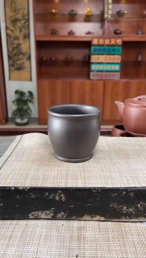 茶杯紫砂150毫升光素石黄缸杯泡沫装