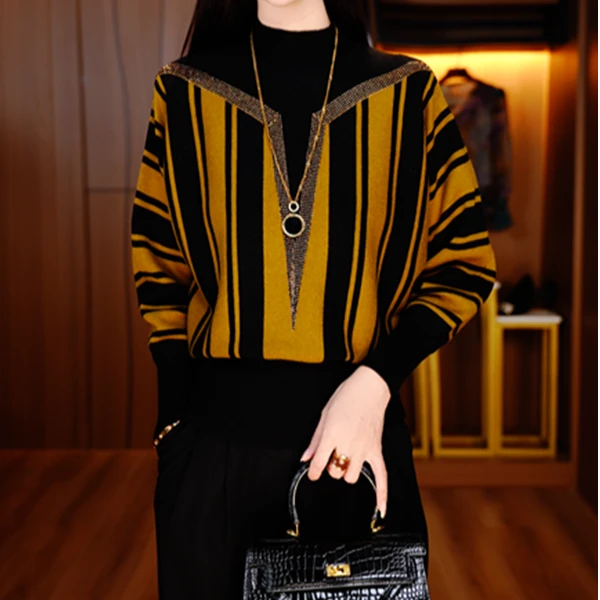 素曼 秋季新款含棉羊毛衣针织毛线衣柔软保暖百搭上衣新V25H1068