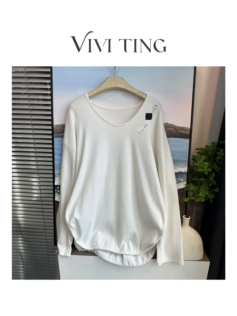 【VIVI·TING】婷姐推荐休闲百搭新款简约风肩字母下开叉长袖s171