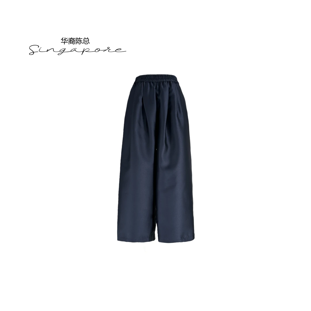 华裔陈总【白茶阔腿裤2.0】丝毛时尚气质宽松百搭裤KZ-5012