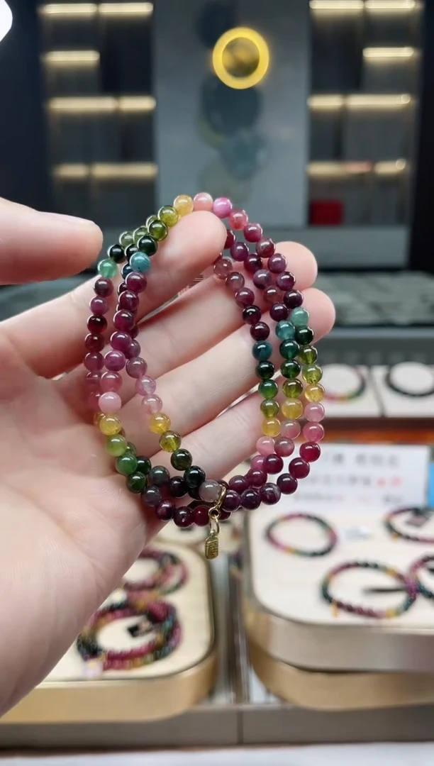 未镶嵌老矿碧三圈手串5mm+碧玺 多样性发一条xion