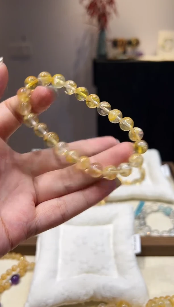 水晶手链未镶嵌黄胶花卡8.7