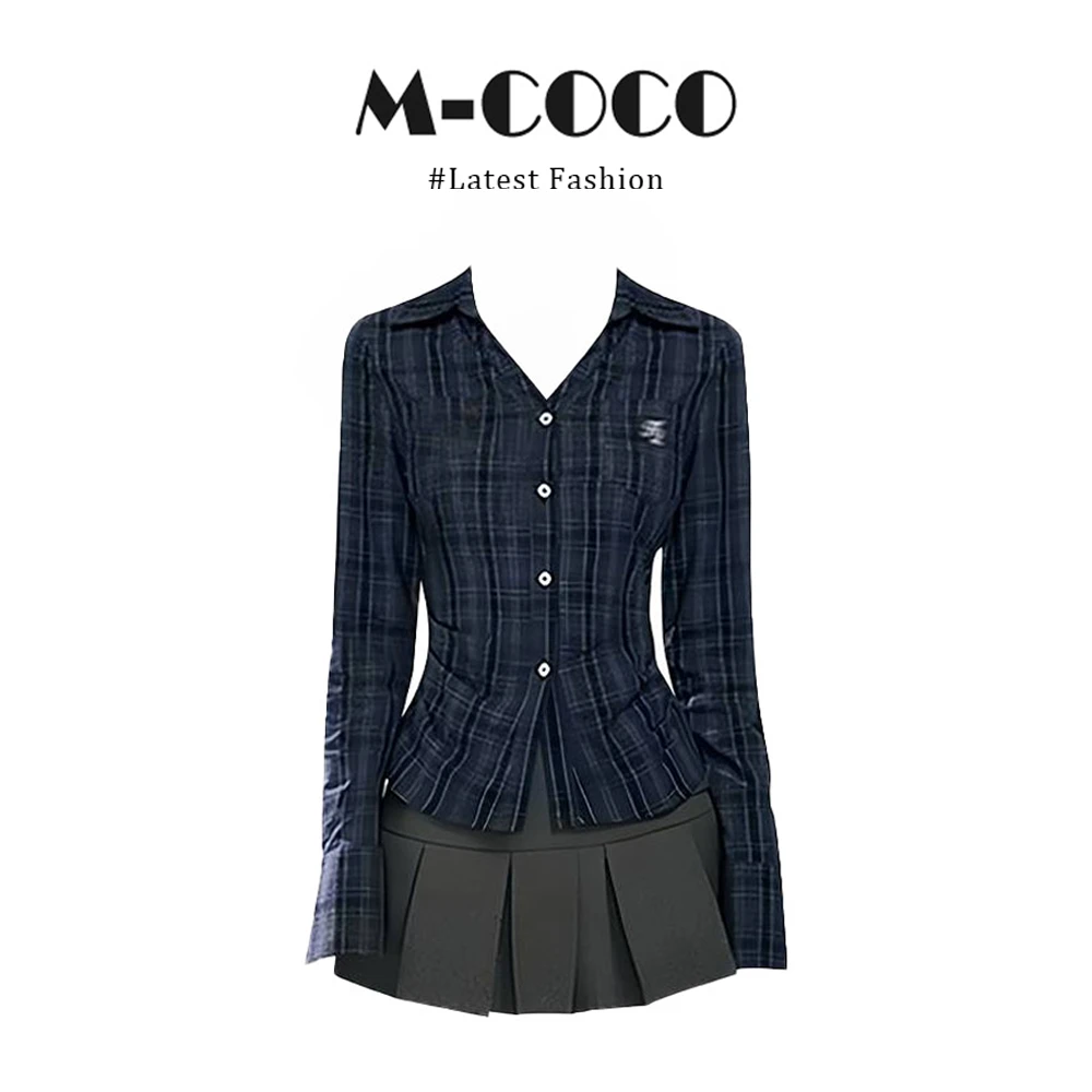 韩系学院风辣妹时尚条纹拼接衬衫上衣百褶半身裙两件套