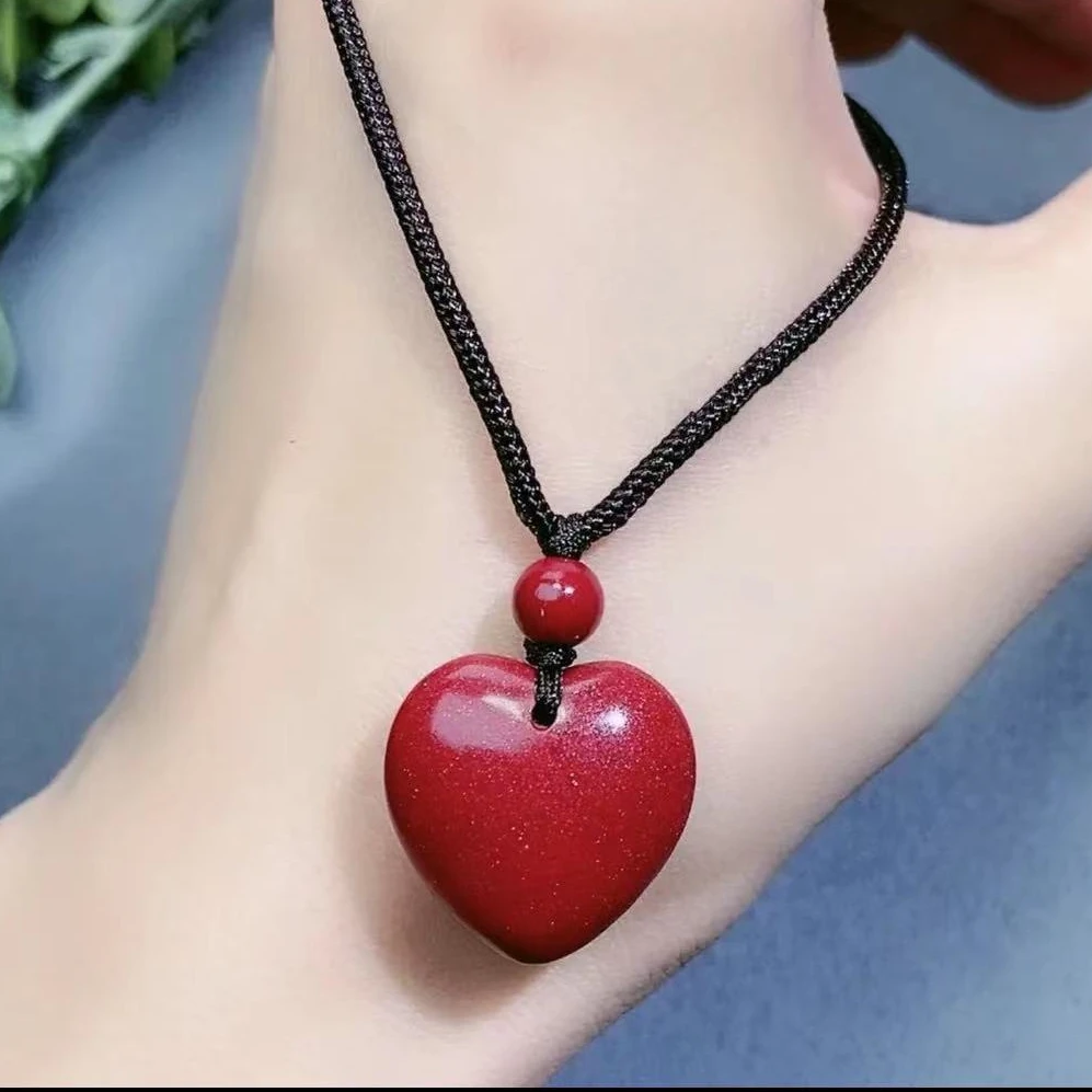 含辰砂工艺品朱砂小爱心桃心紫金砂吊坠