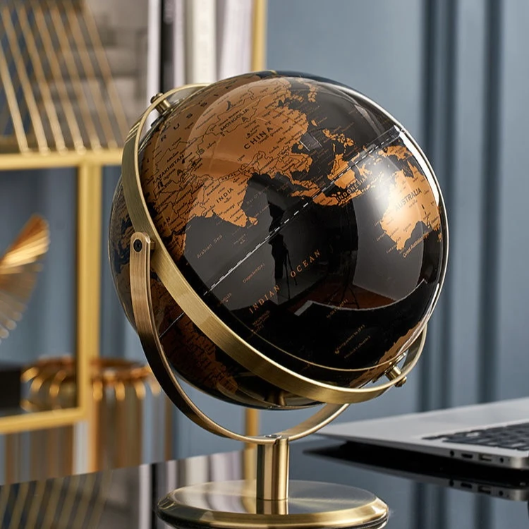 轻奢黑金地球仪办公室桌面摆件现代客厅家居装饰高档商务礼品 JY