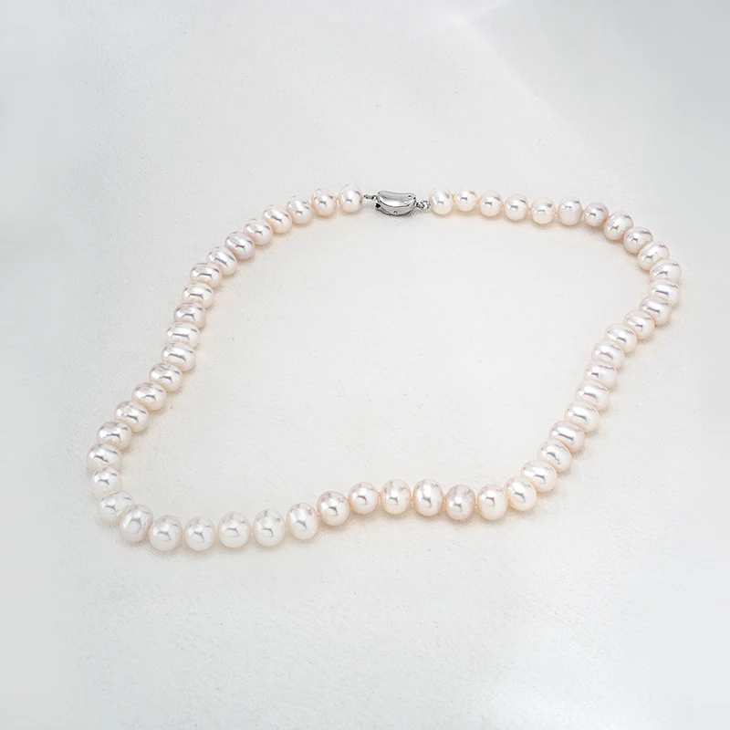 【灵韵39】S925银淡水无核珍珠项链7-8mm百搭简约白色