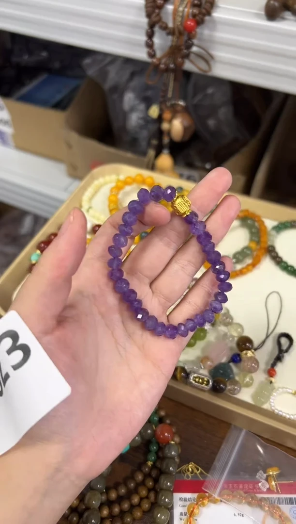 水晶手链未镶嵌玻利维亚紫晶切面配件手链[0623]