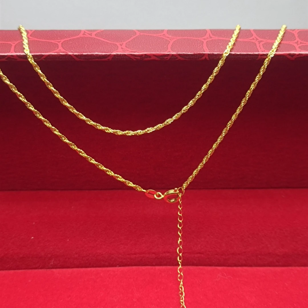 【多元专属】18K金 经典麻花项链素金链子麻绳链简约款（45+5cm）