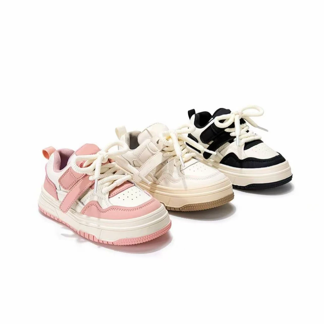 儿童2025年春秋季时尚百搭小白鞋板鞋洋气软底透气