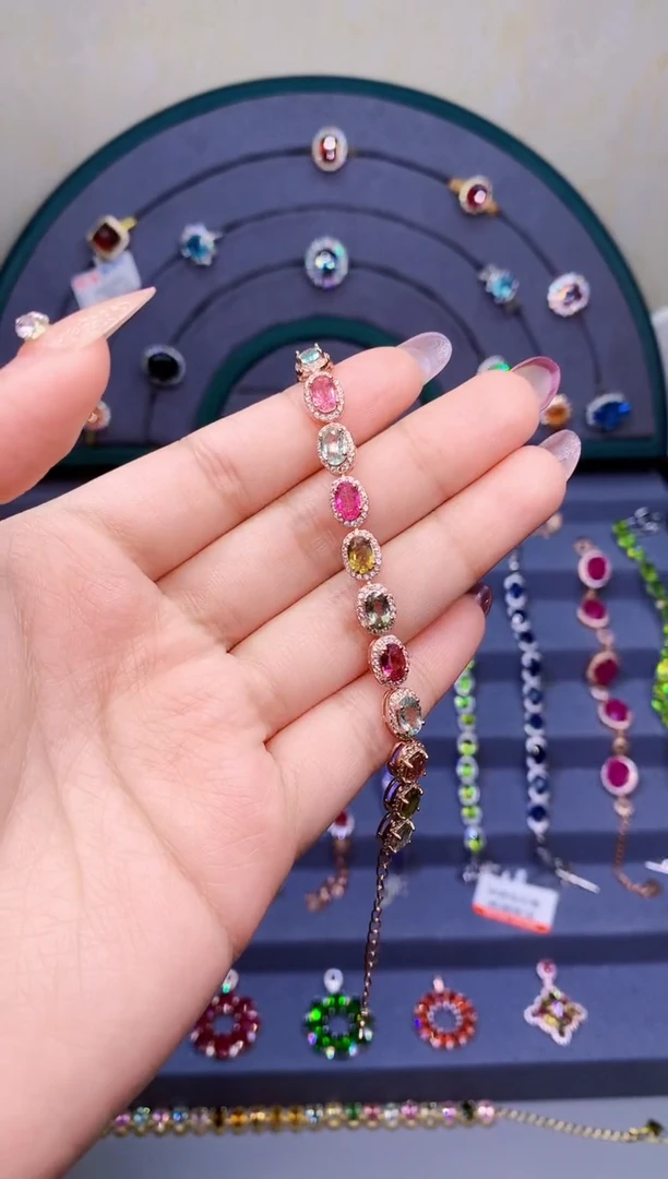 【闪购商品】碧玺手链银S925镶嵌4646