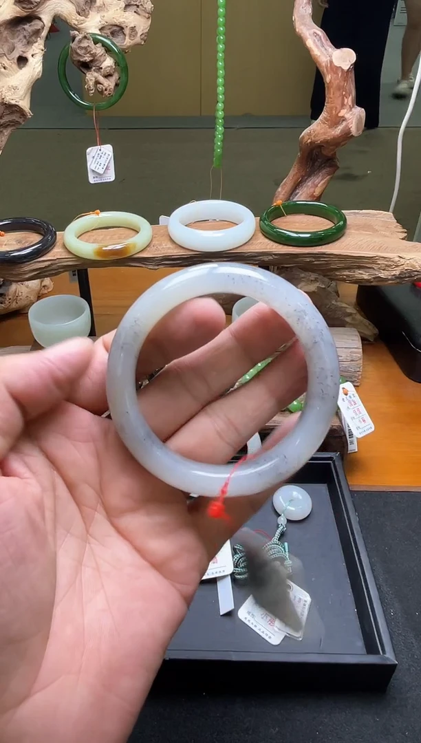 未镶嵌手镯和田玉新疆黑山手镯 57圈9011566