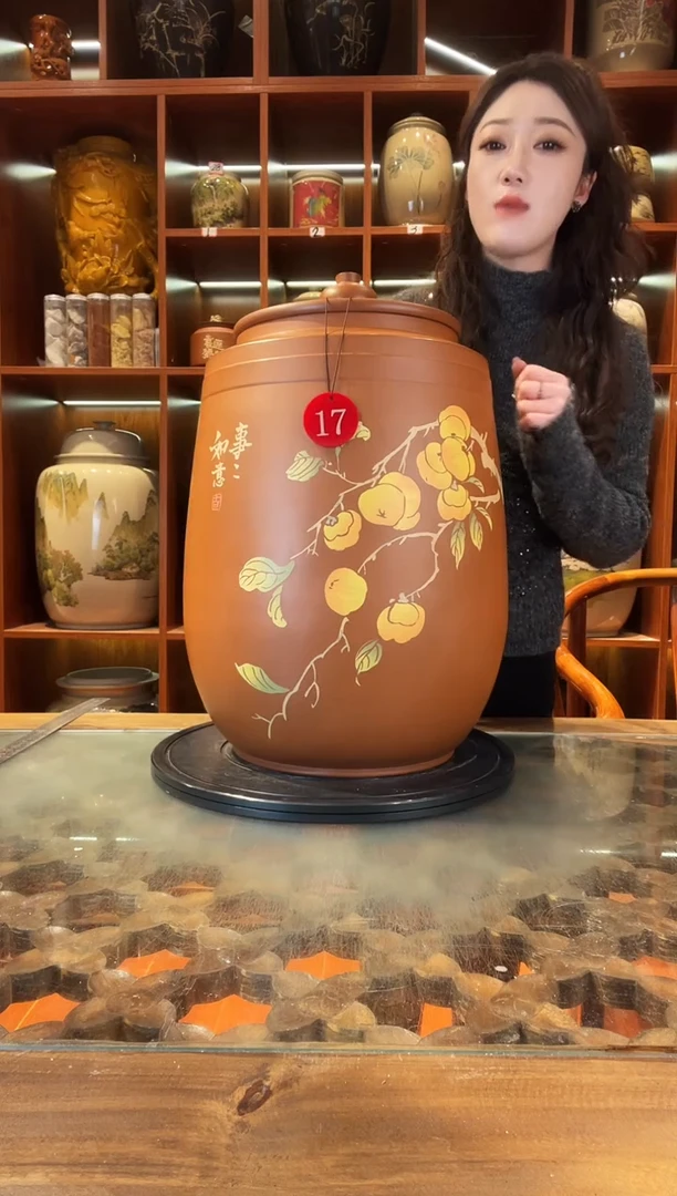 罐云南建水紫陶30升复烧水缸@17