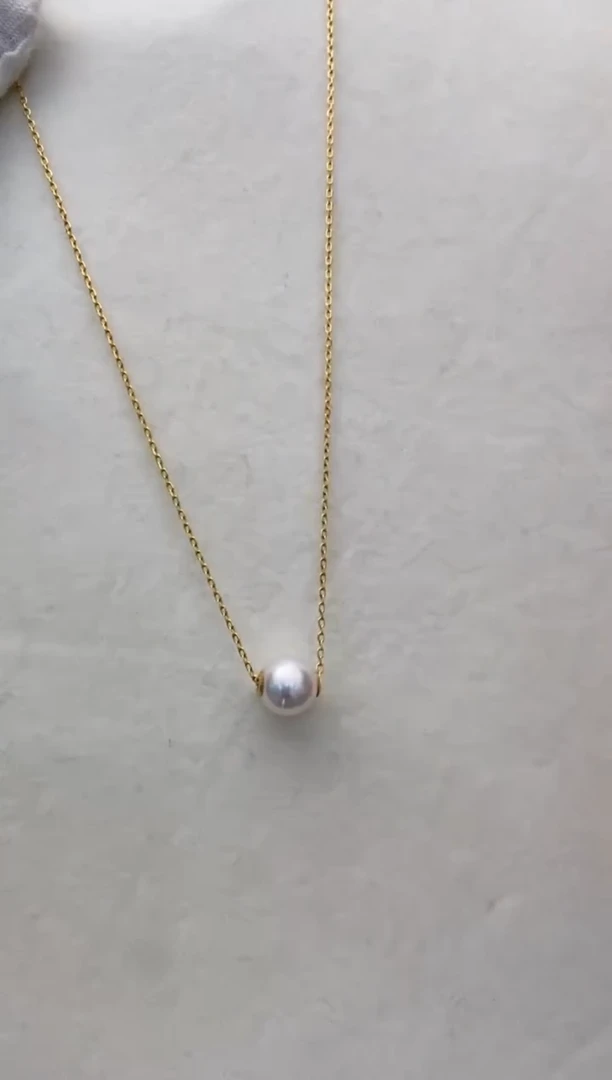 吊坠(赠链)18K金镶嵌海水珍珠路路通8.0-9.0mm