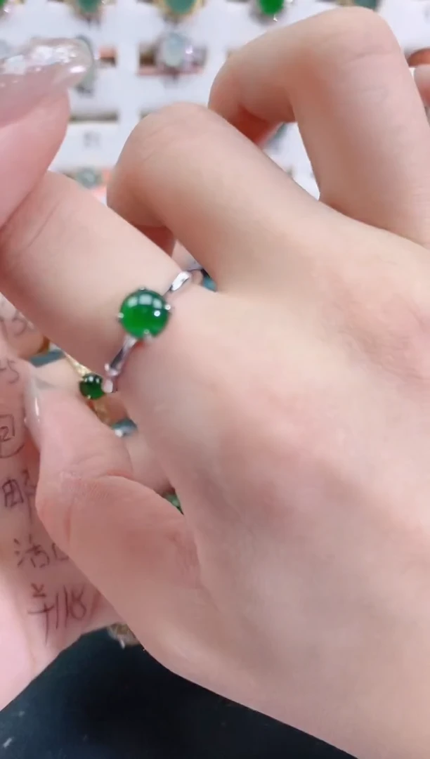 银S925镶嵌戒指翡翠天然翡翠